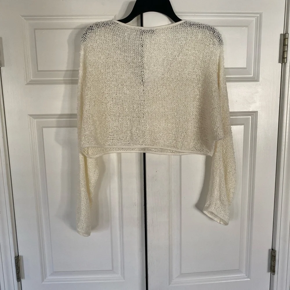 UO Out from Under double scoop neck slouchy loose knit crop sweater - Picture 4 of 11